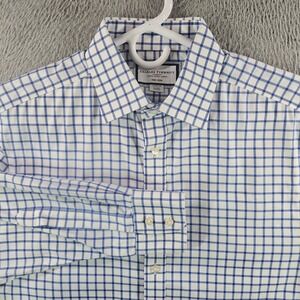Charles Tyrwhitt Mens 16/34 Classic‎ Fit Non-Iron Cotton Grid Check Shirt Blue